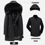 NLMN冬季新款派克服男士皮毛一體整貂皮草內膽保暖中長(cháng)款貂絨大衣外套 B黑狐領(lǐng)-單穿黑貂絨膽+貂絨袖帽 3XL (190) 【165-180斤】