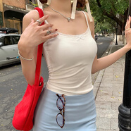 妙奕嘉白色吊帶背心女棉質(zhì)美背可外穿打底衫內(nèi)搭抹胸小吊帶女士夏天純欲 甜美白蕾絲蝴蝶結(jié)吊帶【均碼】Z