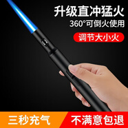 庫誠充氣打火機防風(fēng)直沖猛火高溫焊槍長手柄噴火點鞭炮艾灸專用點火器 黑色【收到可打火】 1個