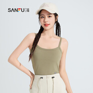 三福女夏季固定杯吊帶背心 時(shí)尚打底修身外穿內(nèi)搭短上衣480226 木綠 M