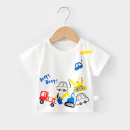 迷你木木屋兒童短袖夏季男童女童上衣夏天男女寶寶外出純棉短袖T恤親膚透氣 玩具車(chē) 120 cm 推薦身高109-118cm