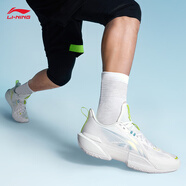 李寧（LI-NING）輕速2丨籃球鞋男新款輕便透氣抗扭運動(dòng)專(zhuān)業(yè)籃球鞋子 標準白-6 42