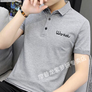 哇牌裳男士T恤夏季保羅帶領(lǐng)男士冰絲有領(lǐng)半袖潮流翻領(lǐng)定制工作服短袖t恤 淺灰 2XL