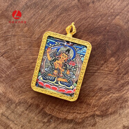 玲瓏日記新款金色唐卡吊墜西藏藏族民族風(fēng)非手繪項鏈掛脖飾品毛衣鏈本命年 文殊(帶繩子)尺寸4*5