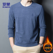 羅蒙（ROMON）衛(wèi)衣男商務(wù)中高領(lǐng)長袖T恤休閑打底衫外套男113藍(lán)色加絨3XL
