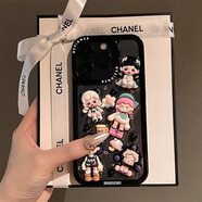 巴蒂尼 黑邊框立體朵拉iphone15promax手機(jī)殼蘋(píng)果15新款蘋(píng)果14高級(jí)感蘋(píng)果13套12防摔ProMax全包Pro硅膠 黑邊框【立體甜酷朵拉】 iPhone 14 Pro Max