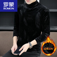 羅蒙（ROMON）加絨加厚半高領(lǐng)打底衫男士黑色金絲絨長(cháng)袖t恤秋冬季內搭T 692黑色 加絨 L