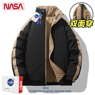 NASA RHUDE秋季外套男裝情侶裝休閑夾克男秋冬棒球服潮流男士春秋款衣服男 M188棉衣黑色(雙面穿) 3XL