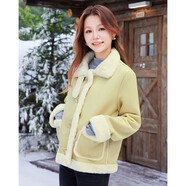 IEF/愛(ài)依服【小個(gè)子】外套冬季新款時(shí)尚保暖磨砂皮外套 淺黃 M
