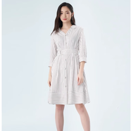 Roem夏季新款優(yōu)雅條紋連衣裙仙女休閑洋氣裙子修身中裙女RCOWA2311G 白色 160