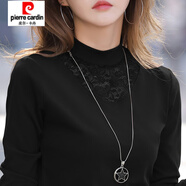 皮爾卡丹（pierre cardin）純棉半高領(lǐng)打底衫女秋冬內搭蕾絲鏤空洋氣加絨厚秋衣外穿長(cháng)袖t恤 黑色 常規款6809 4XL