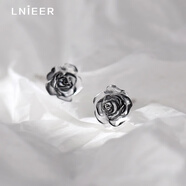 Lnieer999足銀黑色玫瑰花耳釘2025年新款爆款女花朵耳環(huán)高級(jí)感小眾耳飾 暗夜玫瑰耳釘【999銀針】
