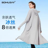 SOMUBAY 冰絲防曬衣女新款夏季防紫外線長袖款罩衫網(wǎng)眼外套騎車防曬服 FSY-46灰色長款（帶鏡片） M (80-140斤)