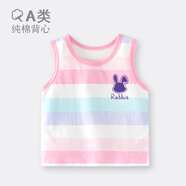 迪迪熊日記（DIDIXIONGRIJI）兒童背心清涼無袖男女寶寶純棉上衣夏季薄款嬰兒衣服內(nèi)穿打底衫 (背心)粉色條紋兔 90碼