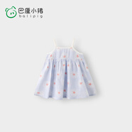 巴厘小豬（BALIPIG）寶寶裙子夏季2024新款小女孩吊帶裙兒童夏裝 藍色小雛菊 90 cm