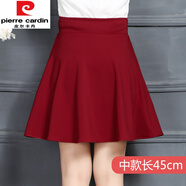 皮爾卡丹（pierre cardin）半身裙女2025夏季新款廣場(chǎng)舞春夏彈力高腰防走光小短裙純色百 酒紅色【裙長(cháng)45cm】 3XL 建議160-180斤