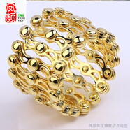 漢爾卓魔戒戒指S925銀伸縮情侶手環(huán)一款兩戴可變形折疊手鐲情人節禮物 黃色 光面黃金