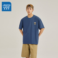 真維斯（Jeanswest）男裝2025春季新款 活力百搭寬松休閑圓領(lǐng)印花純棉T恤JR 霧霾藍2680 L 175/96A
