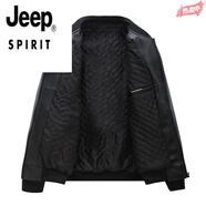 JEEP SPIRIT品牌男裝 2024春秋新款男士休閑商務(wù)PU皮衣百搭商務(wù)休閑機(jī)車(chē)夾克 棒球衫夾棉 3XL 58 (155-175斤)