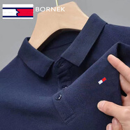 TOME BORNEK官店湯米男裝棉夏季短袖t恤刺繡男士polo衣衫保羅翻領(lǐng)半 品牌旗艦品質(zhì)湯米藏青暢袖款 品牌旗艦品質(zhì)1802XL建議145160斤