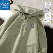 真維斯（JEANSWEST）連帽開(kāi)衫衛(wèi)衣中性風(fēng)重磅潮牌青少年春秋外套簡(jiǎn)約休閑男女同款帽衫 抹茶綠（極簡(jiǎn)風(fēng)格X） 2XL (推薦150-175斤)