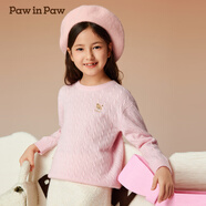 PawinPaw卡通小熊童裝秋冬新款男女童圓領(lǐng)毛衣學(xué)院風(fēng)舒適拜年過年 Pink粉紅色/25 110 cm