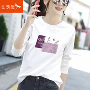紅蜻蜓 長袖t恤女秋冬季新款寬松設(shè)計感時尚小眾打底衫百搭女裝上衣 7A231#ZS白色 L