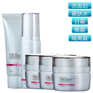 HKllmy靚麗美妍白里透紅煥膚亮顏套裝補水保濕滋潤煥白提亮護膚品 潔面+水+日霜+隔離霜+晚霜