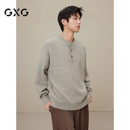 GXG男裝圓領(lǐng)線衫針織衫黑色冬2024年新品 花灰 185/XXL