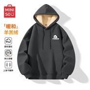 名創(chuàng)優(yōu)品（MINISO）加厚羊羔絨衛(wèi)衣男冬季防寒保暖連帽外套重磅百搭上衣 深灰 2XL