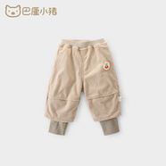 巴厘小豬（BALIPIG）寶寶燈芯絨褲秋冬季男童長(cháng)褲兒童休閑褲假兩件加絨褲子女童保暖褲 奶油杏B款 80 cm