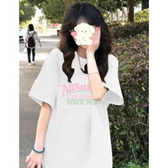 南極人純棉短袖T恤女士正肩2024春夏季新款半袖體恤上衣內搭寬松情侶裝 白色 S 【80-95斤】