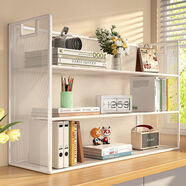 伊思家桌面置物架書(shū)本收納鐵架桌上書(shū)本放置多層文件架子儲物架窗臺架子 【標準款三層中號】白架網(wǎng)格款