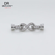 胖東來(lái)同款純銀扣頭925鍍銀鑲鉆珍珠水晶手串扣子項鏈孔雙排孔八 八字扣小號白金色