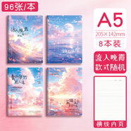 B5加厚筆記本子超厚EVA膠套本卡通高顏值大學(xué)生考研記事本文藝精致作業(yè)練習(xí)本筆記本 A5【8本款式隨機(jī)】96張/本