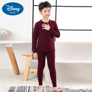 迪士尼（Disney）男童棉毛衫加絨純棉兒童保暖內(nèi)衣套裝加絨加厚冬季童裝男童秋褲中 酒紅色 120 碼身高110-115cm
