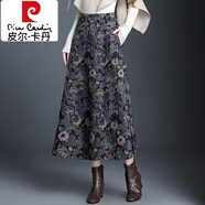 皮爾卡丹（pierre cardin）印花長裙毛呢休閑裙半身裙秋冬2025新款遮胯顯瘦氣質(zhì)半身長裙冬裙 藍(lán)紫色 裙長80cm 22/XL 2尺2 29碼