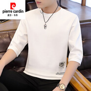 皮爾卡丹（pierre cardin）品牌七分袖T恤男夏季新款圓領(lǐng)潮流打底衫潮牌寬松體恤男裝上衣 白色058七分袖 3XL