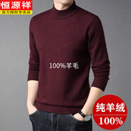恒源祥2025山羊毛絨衫男加厚半高領(lǐng)毛衣秋冬季男士爸爸羊毛打底針織衫 半高領(lǐng)酒紅高檔不起球 L 170 170【125-140斤穿】