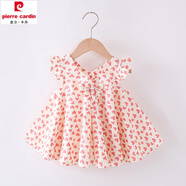 皮爾卡丹（pierre cardin）女童連衣裙全棉夏季新款寶寶公主裙小女孩裙子韓版兒童背心裙短袖 西瓜紅 小心心 90cm