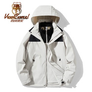 西域駱駝（VANCAMEL）三合一防風(fēng)沖鋒衣款男女夾克加厚保暖可拆卸登山服滑雪服運(yùn)動(dòng)外套 KY1997S環(huán)保白/黑色-女 M