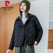 皮爾卡丹（pierre cardin）小香風(fēng)輕薄菱格白鴨絨羽絨服女2025冬季新款日韓版短款小個(gè)子外套 黑色 S 建議90-110斤