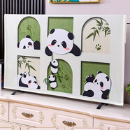 庭漫伊2024新款電視機(jī)防塵罩輕奢55寸65寸75寸85蓋巾電視劇套壁掛遮蓋布 竹子熊貓 46英寸