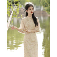 丹珠娜（DanZhuNa）新中式連衣裙子夏天女裝2025年夏季新款氣質(zhì)溫柔改良文藝旗袍長(cháng)裙 1279旗袍 XL