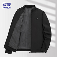 羅蒙（ROMON）夾克男士春秋季外套純色立領(lǐng)百搭行政商務(wù)休閑男裝ii6 黑色 2XL 