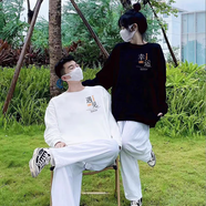 love legend情侶裝衛(wèi)衣春秋季2024新款套裝一男一女寬松上衣服團(tuán)體班服定制 遇見幸運(yùn) 白色+黑色 男L+女L