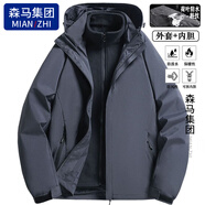 棉致沖鋒衣戶外秋冬季三合一夾克登山服男女防風(fēng)防水外套男 灰色-男女同款（秋冬款） XL （120-130斤）