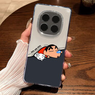 諾康士紅米Note14pro+手機(jī)殼 可愛睡覺小新note14/14Pro卡通二次元note13pro防摔親膚透明硅膠殼情侶款 透明殼【黑底睡覺小新】膜+掛繩 紅米note14pro+