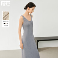 對(duì)白【花瓣雅瓷裙】新中式無袖背心連衣裙女2025夏季新款氣質(zhì)長裙 淺花灰 L