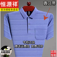 恒源祥中年爸爸高端條紋短袖t恤男上衣寬 松休閑polo衣衫男春秋 105紫色-高檔100%舒適/不起球 180/A